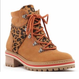 Schutz Keida leopard print calf hair hiking boots